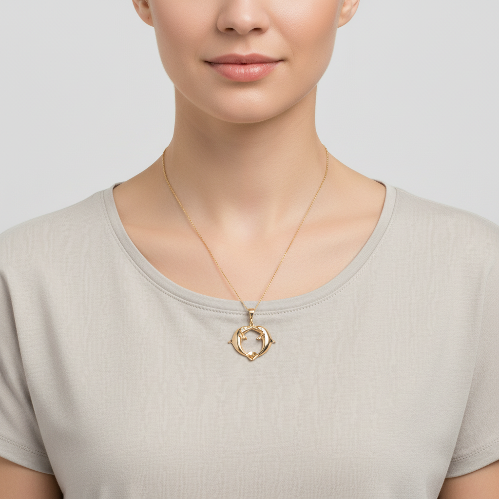 14K Yellow Gold Dolphin Pendant