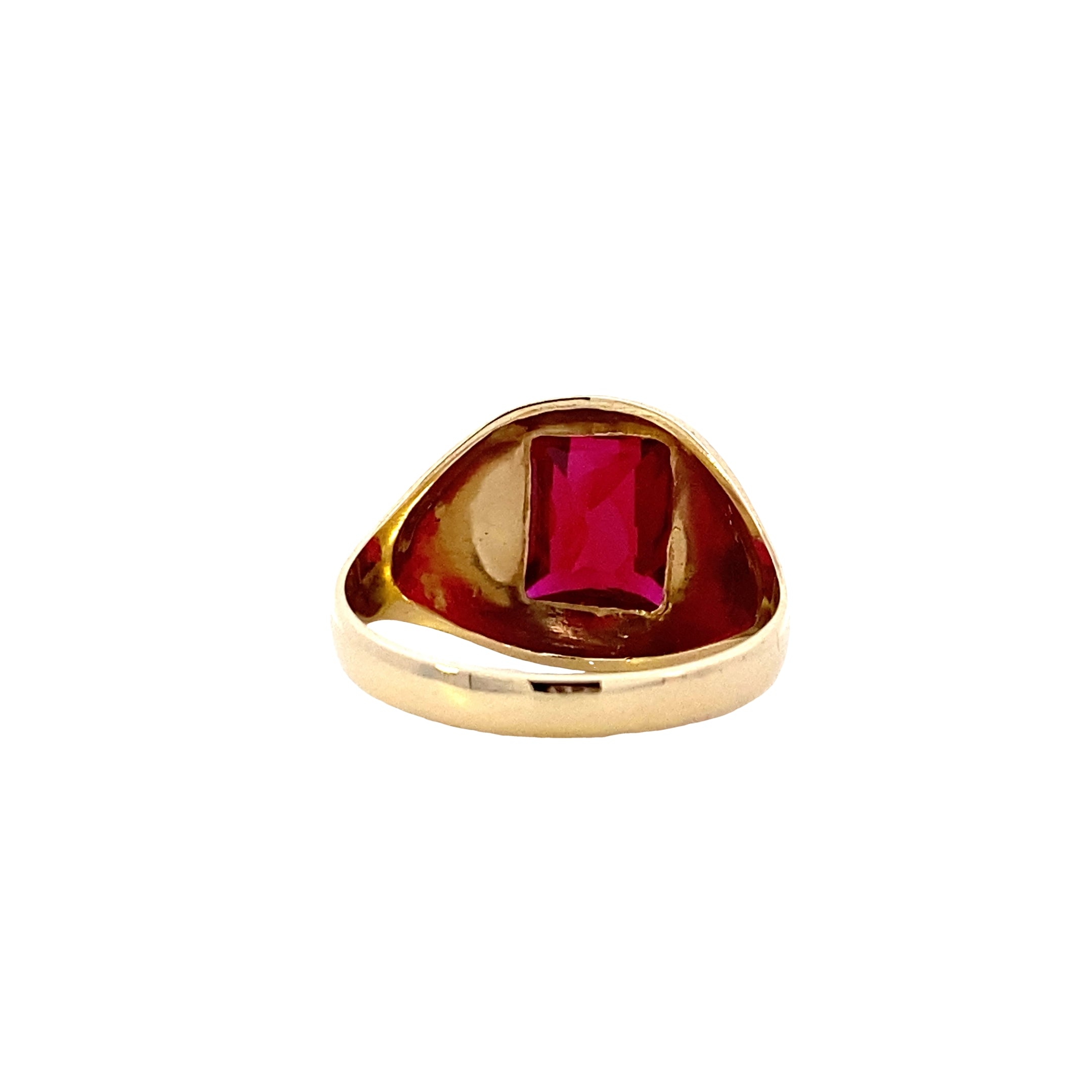 10K Yellow Gold Synthetic Ruby Ring