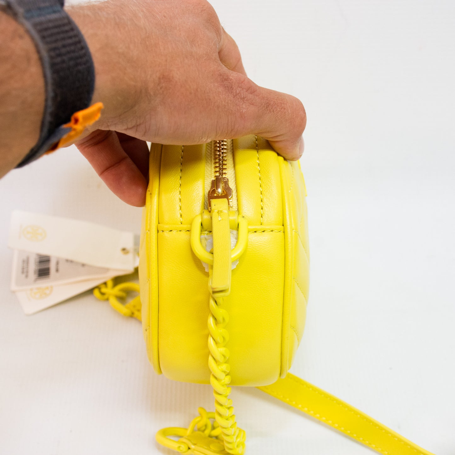 Tory Burch Kira Chevron Camera Bag - Neon Yellow
