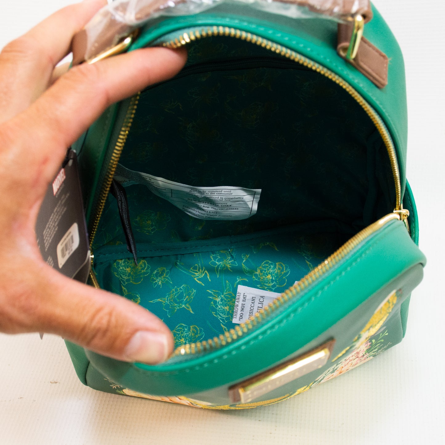 Loungefly The Infinity Saga: Green Loki Floral Backpack & Wallet