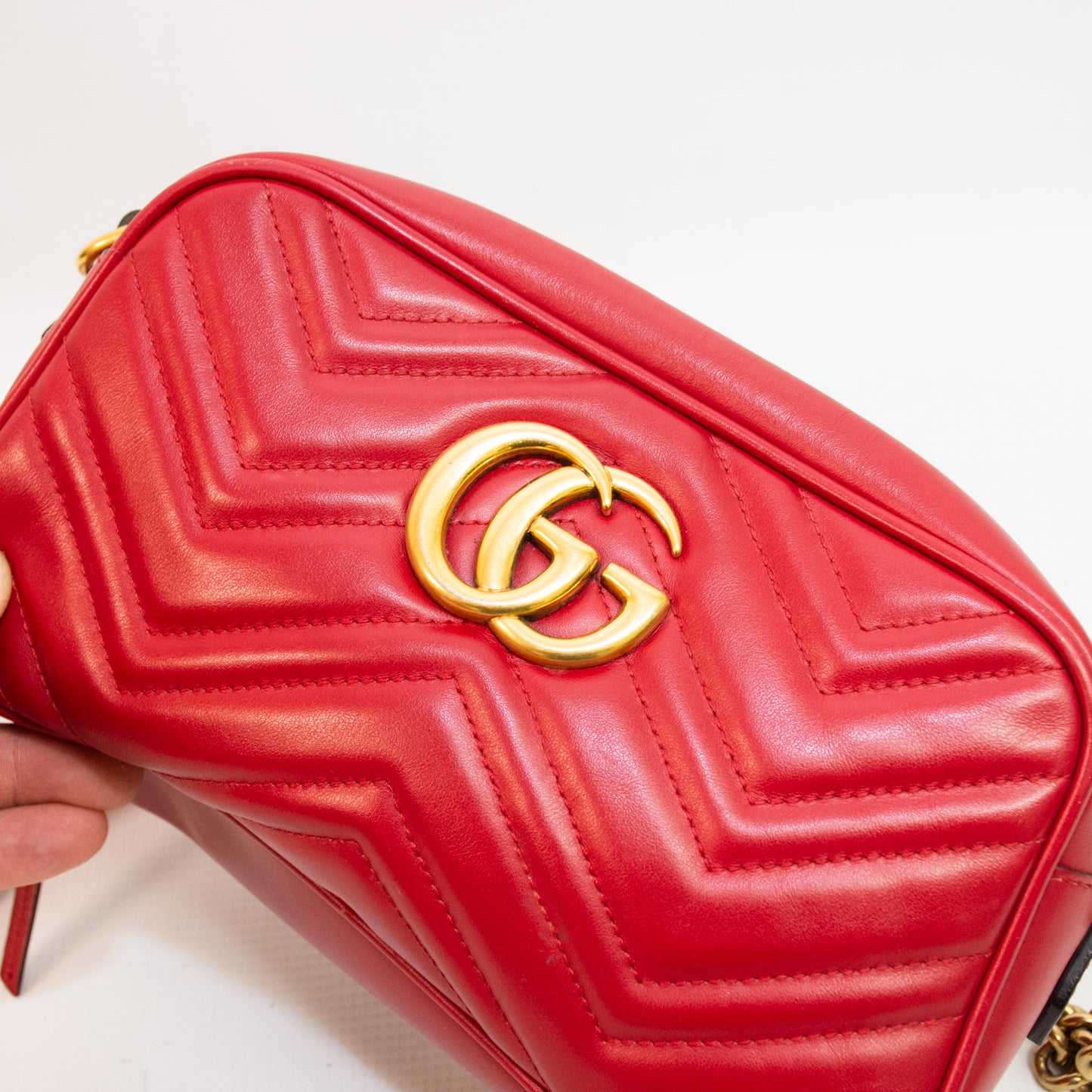 Gucci GG Marmont Red Leather Cross Body Bag - 447632