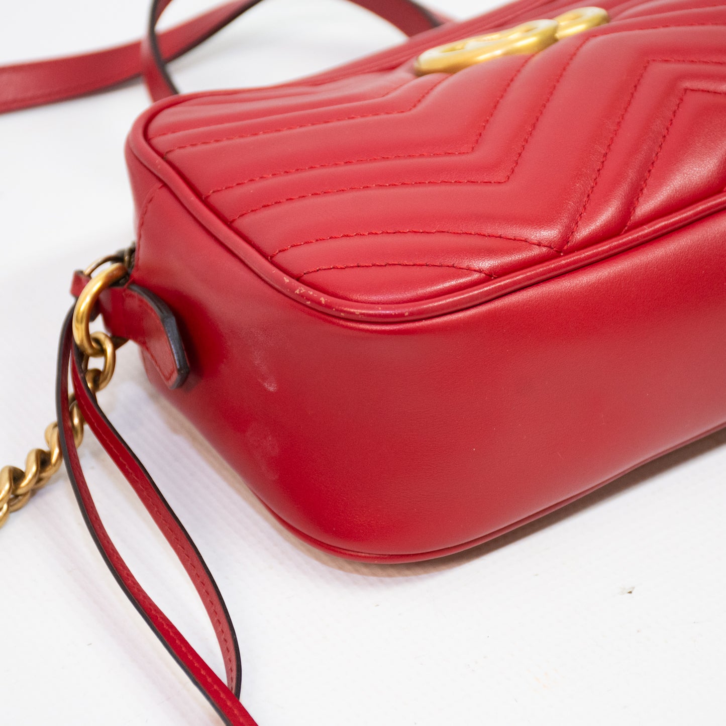 Gucci GG Marmont Red Leather Cross Body Bag - 447632