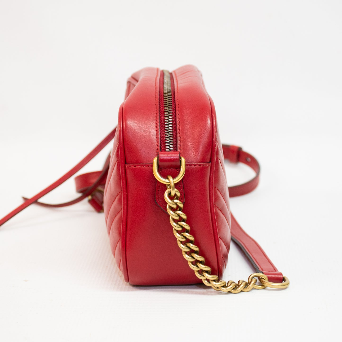 Gucci GG Marmont Red Leather Cross Body Bag - 447632