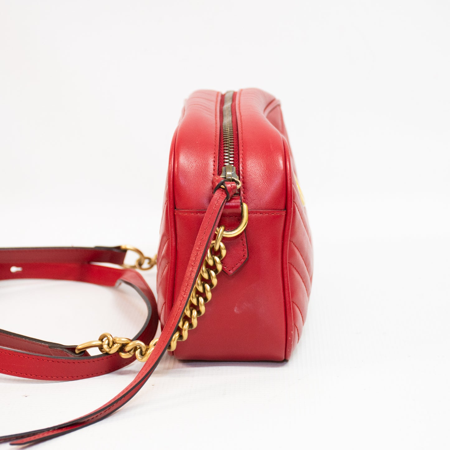 Gucci GG Marmont Red Leather Cross Body Bag - 447632
