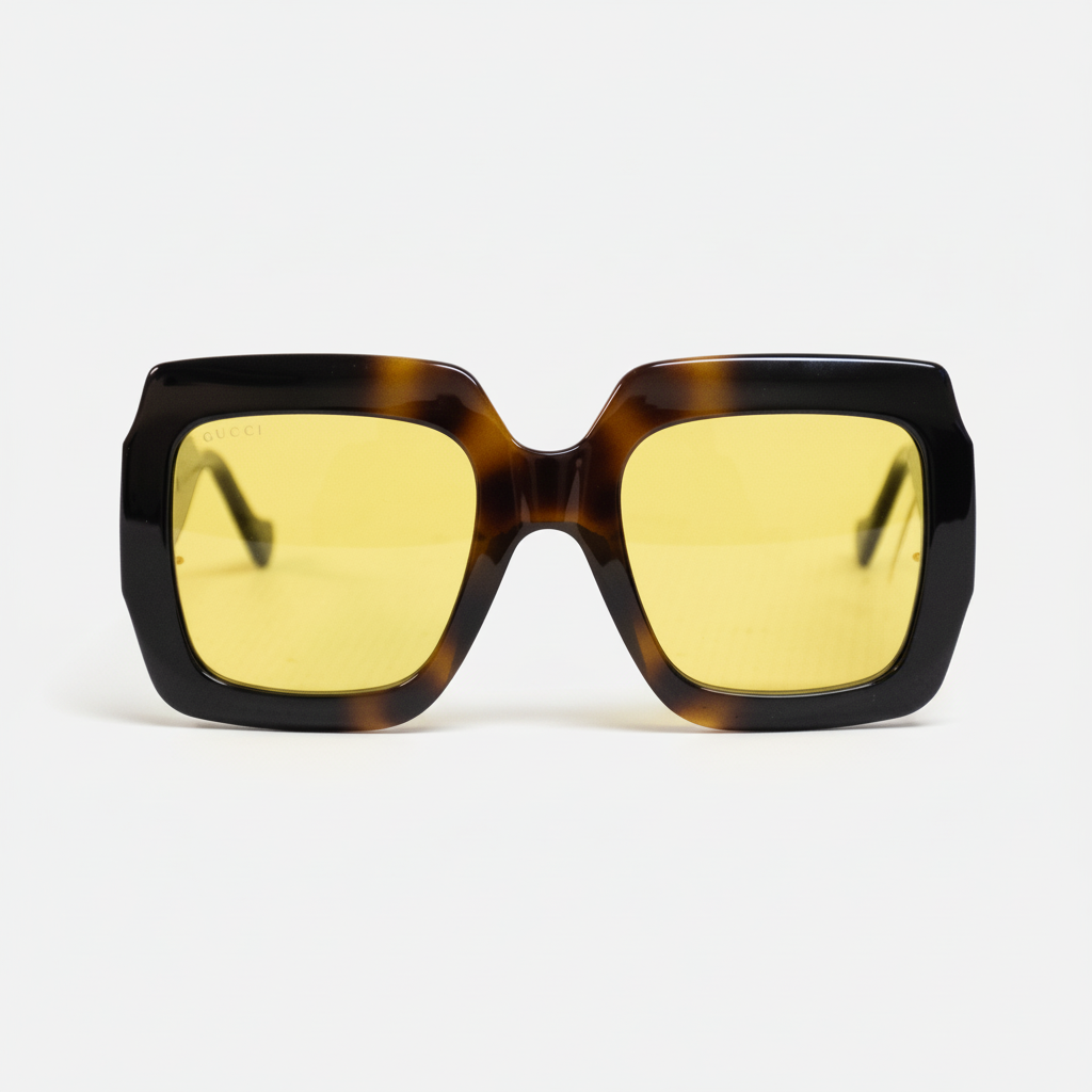 Gucci GG1022S Black Frame Yellow Tint Sunglasses