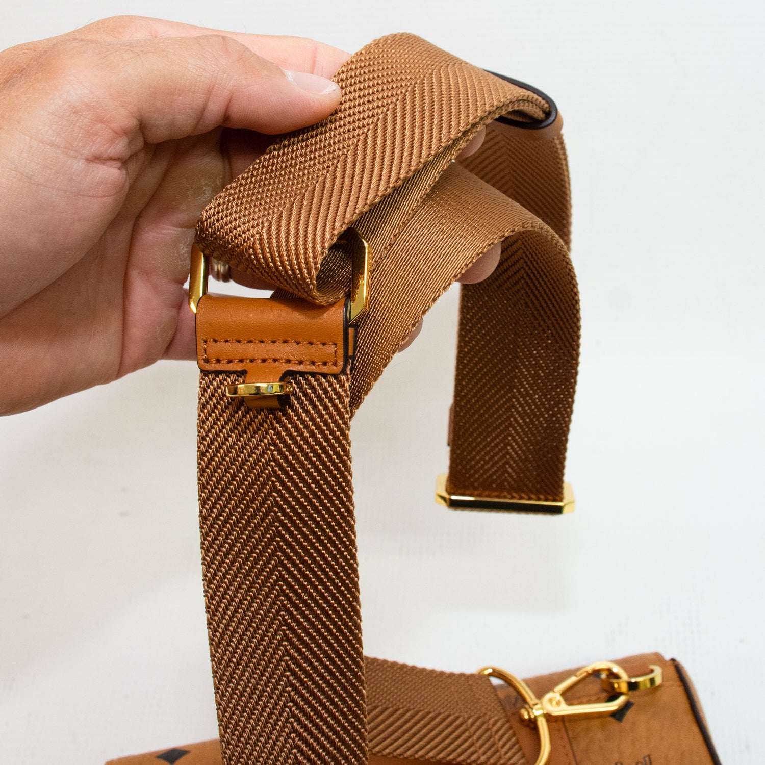 MCM Millie Visetos Cognac Crossbody Bag