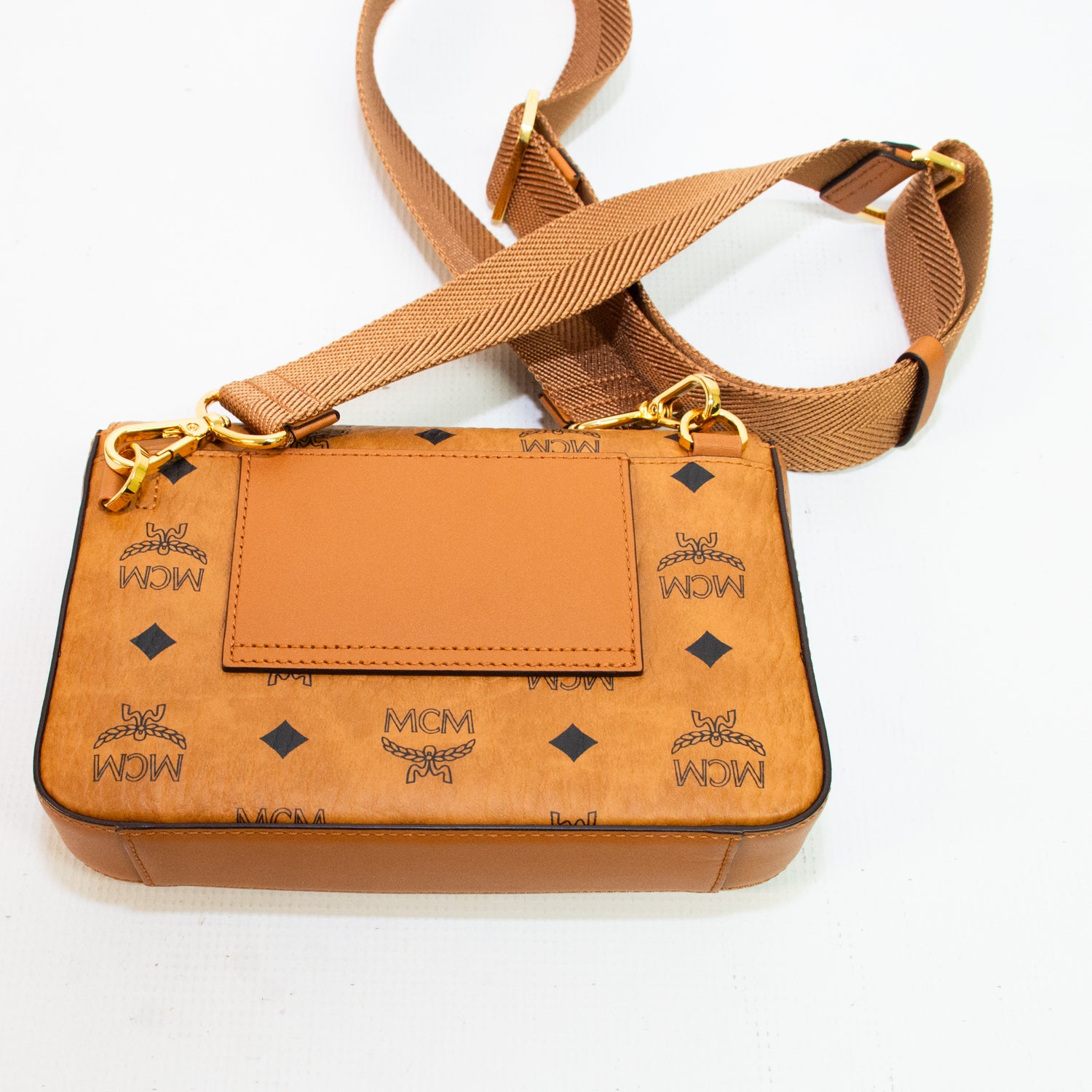 MCM Millie Visetos Cognac Crossbody Bag