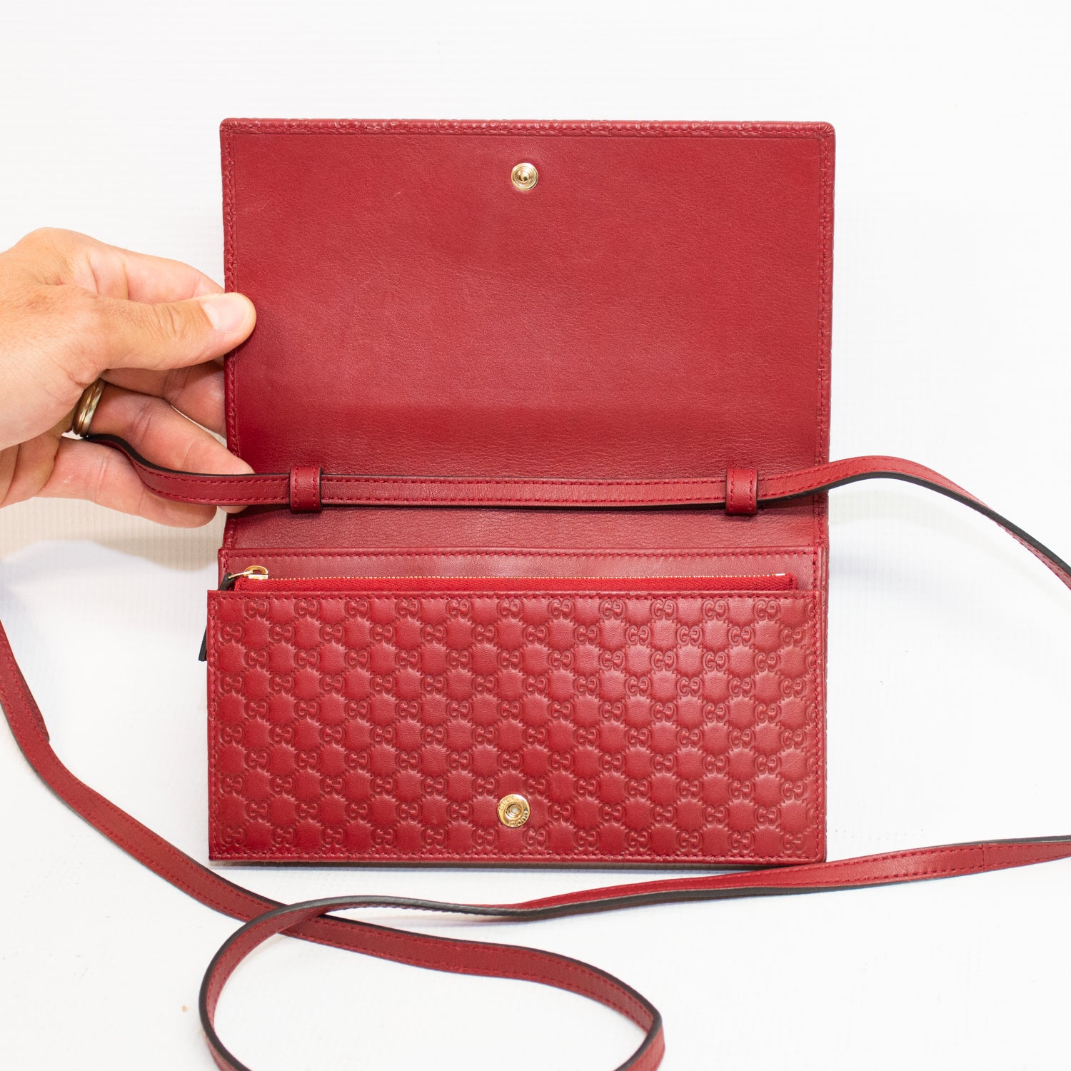Gucci Micro GG Shima Leather Shoulder Wallet