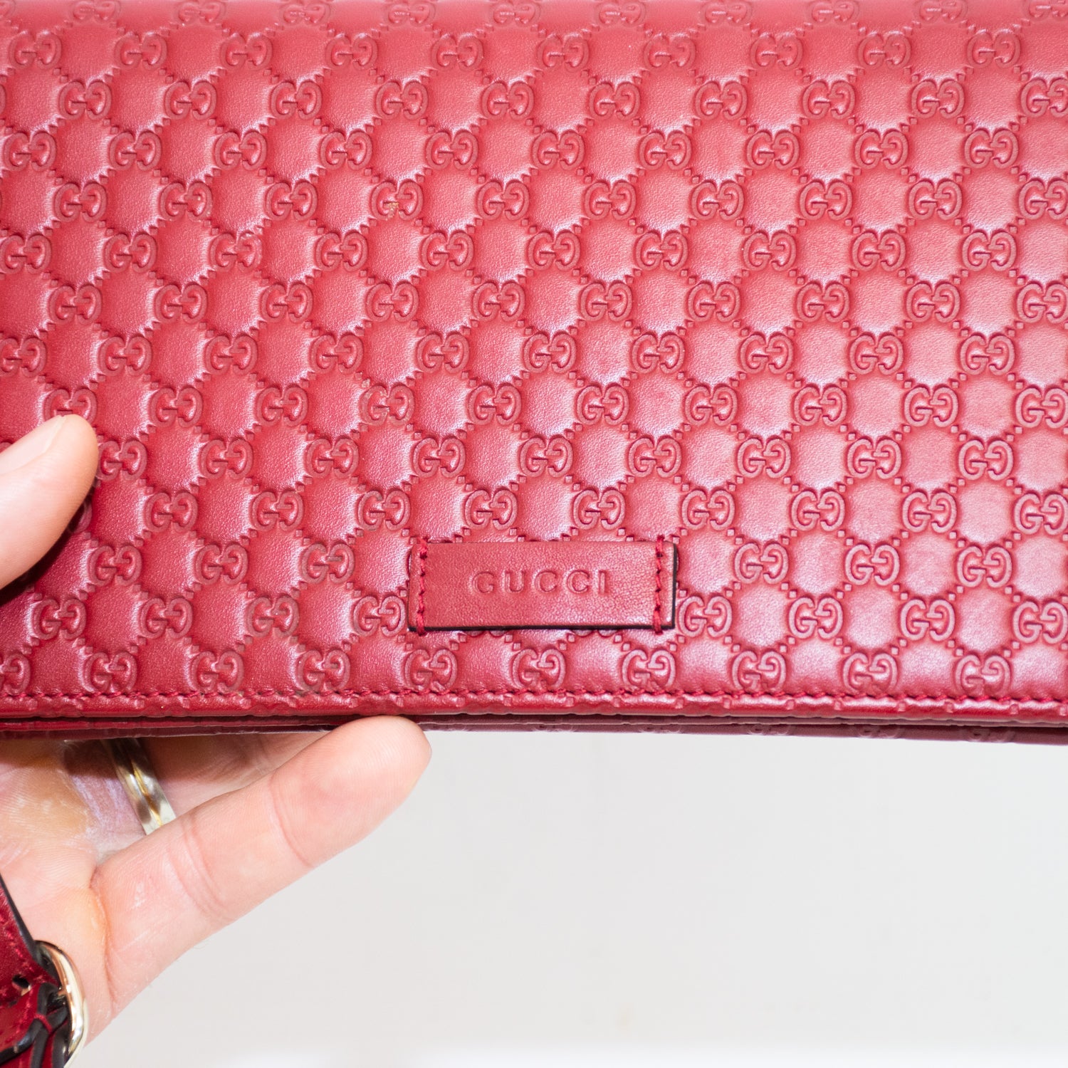 Gucci Micro GG Shima Leather Shoulder Wallet