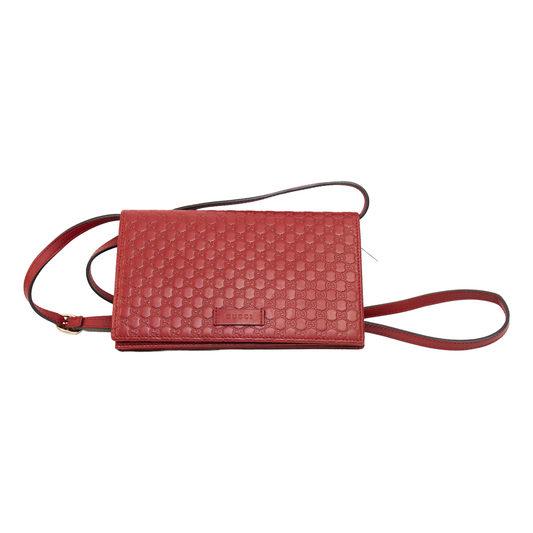 Gucci Micro GG Shima Leather Shoulder Wallet