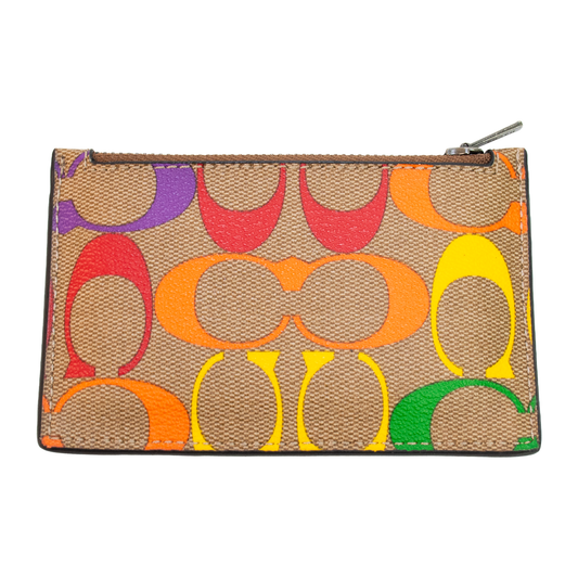 Coach C9862 Zip Card Case - Rainbow Signature