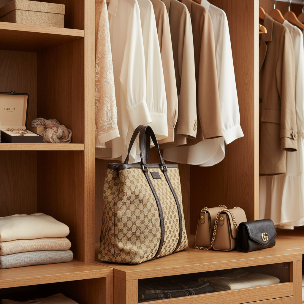 Gucci 449169 Light Brown Canvas Tote Bag