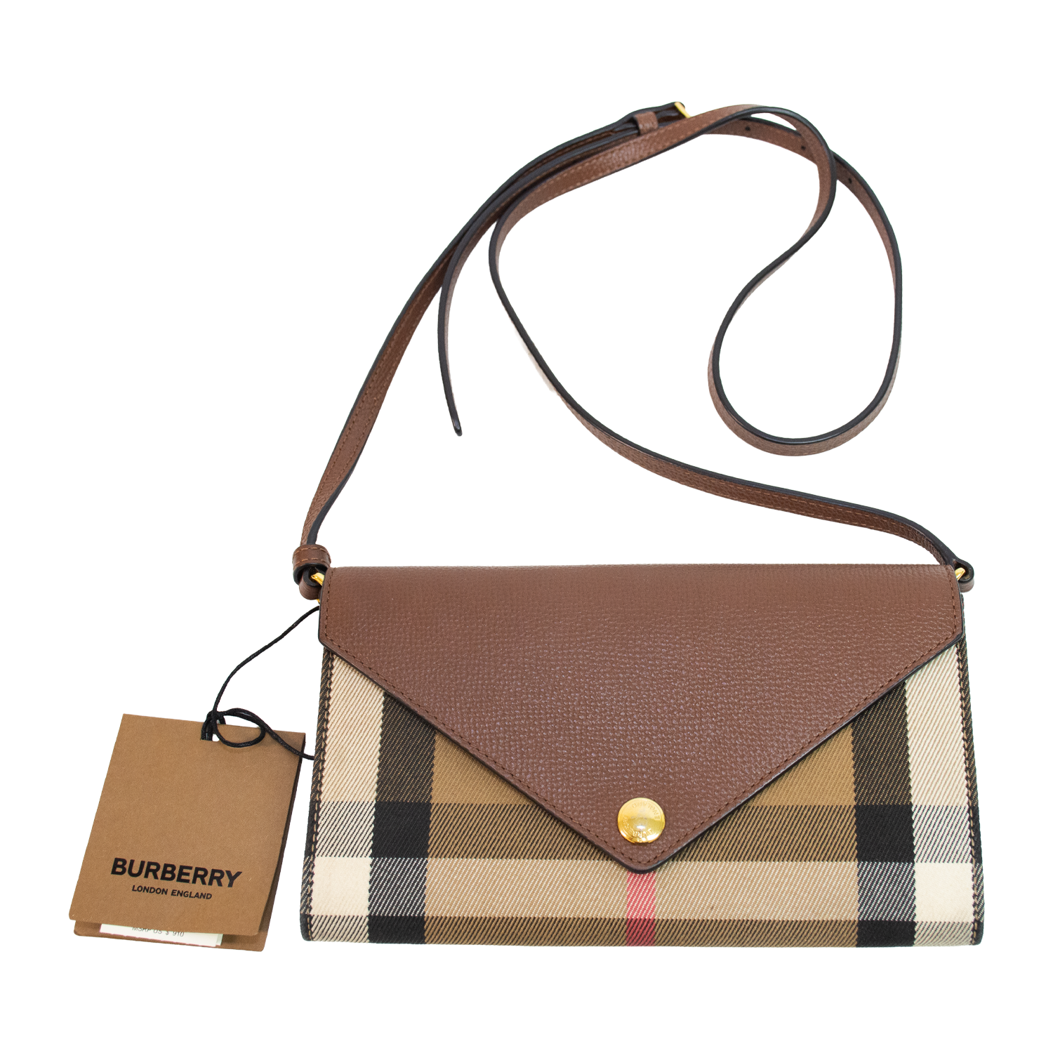 Burberry Canvas Hannah Coco House Check Derby Cross Body Wallet