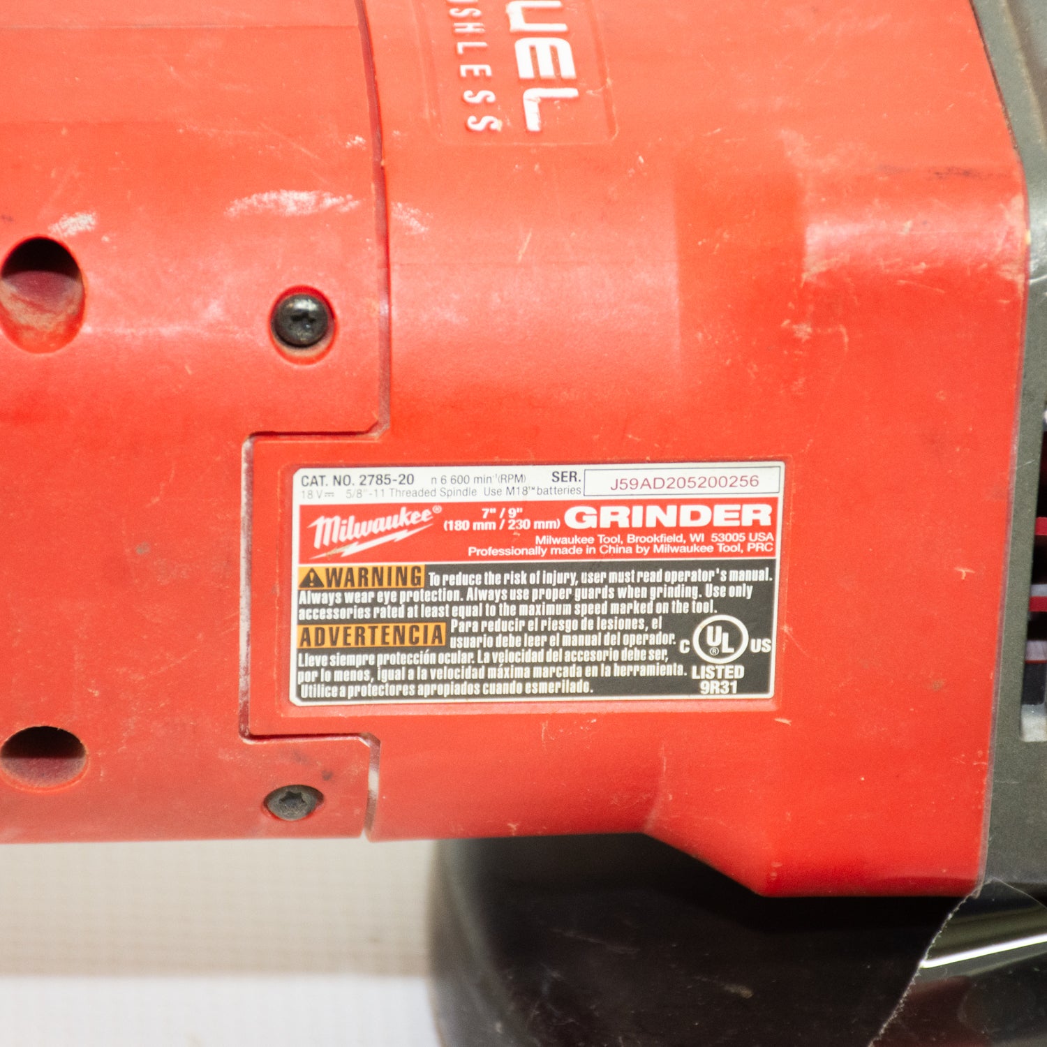 Milwaukee 2785-20 M18 Brushless 7/9In Large Angle Grinder