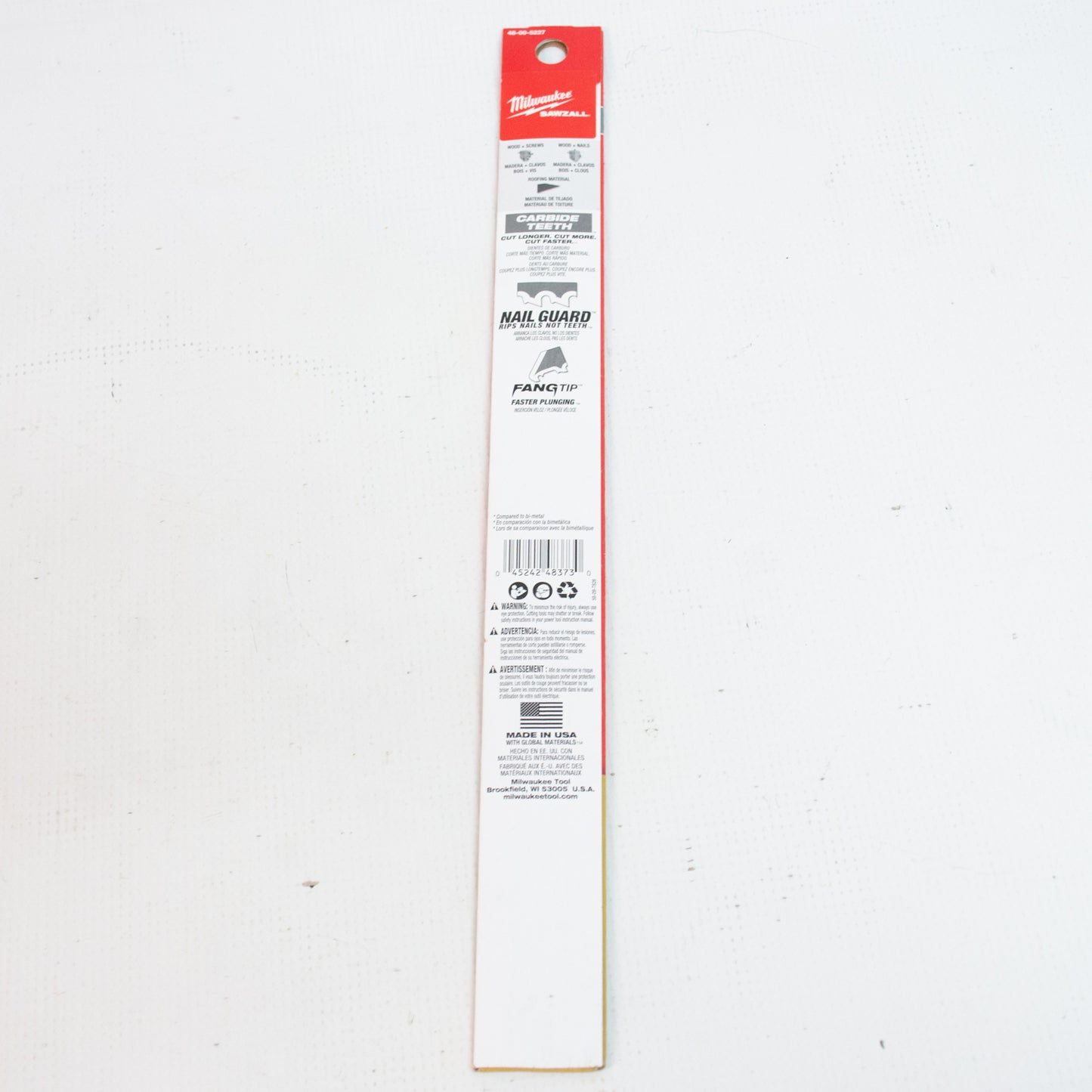 Milwaukee 48-00-5227 "The Ax" Carbide Teeth Sawzall Blade 12" 5 TPI