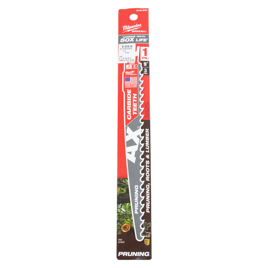 Milwaukee 48-00-5232 "The Ax" Pruning Carbide Teeth Sawzall Blade 9" 3 TPI 1pk
