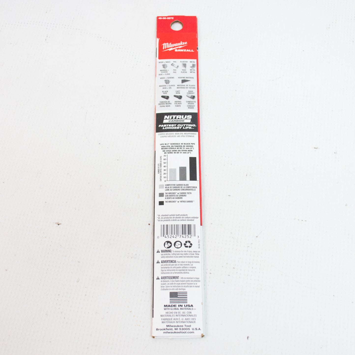 Milwaukee 48-00-5272 "The Wrecker" Multi-Material Sawzall Blade 9" 6 TPI