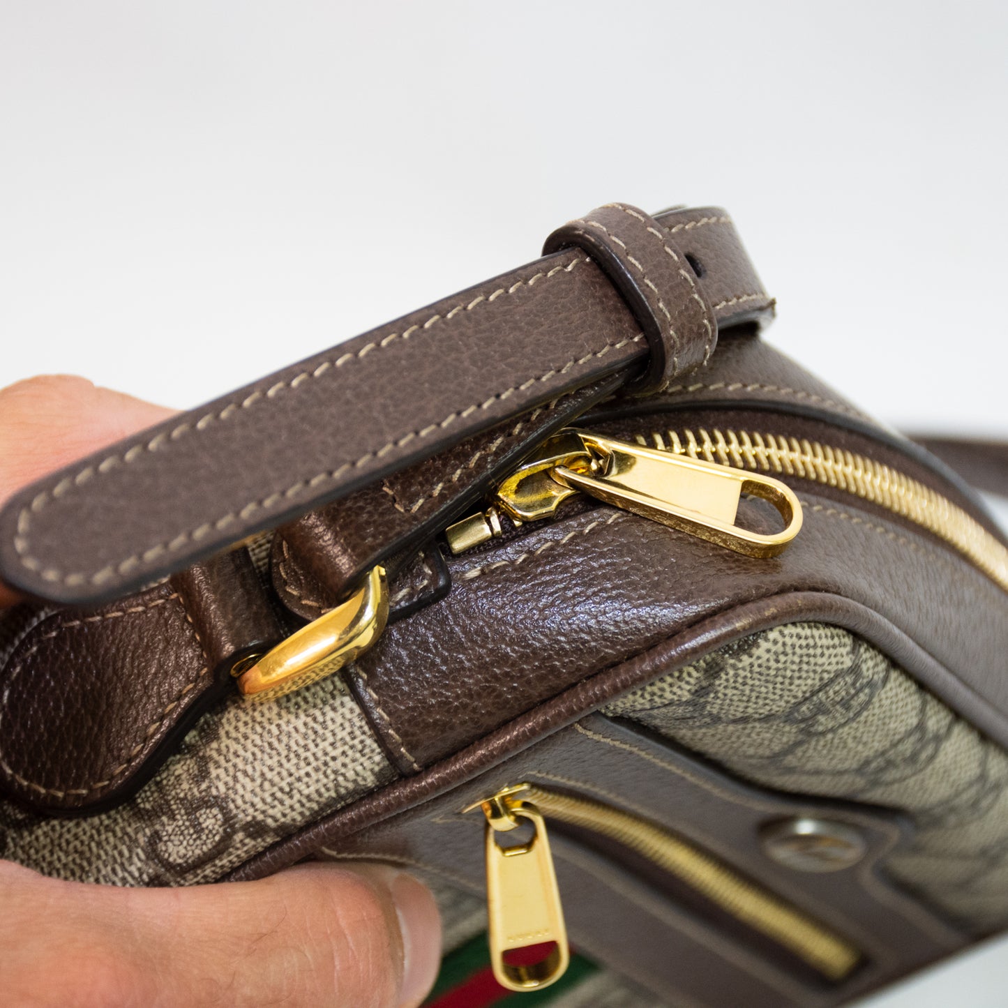 Gucci GG Supreme Monogram Ophidia Web Mini Shoulder Bag