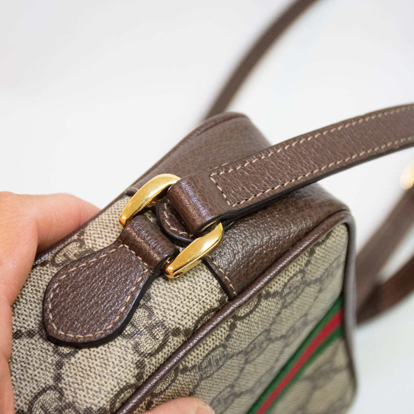 Gucci GG Supreme Monogram Ophidia Web Mini Shoulder Bag