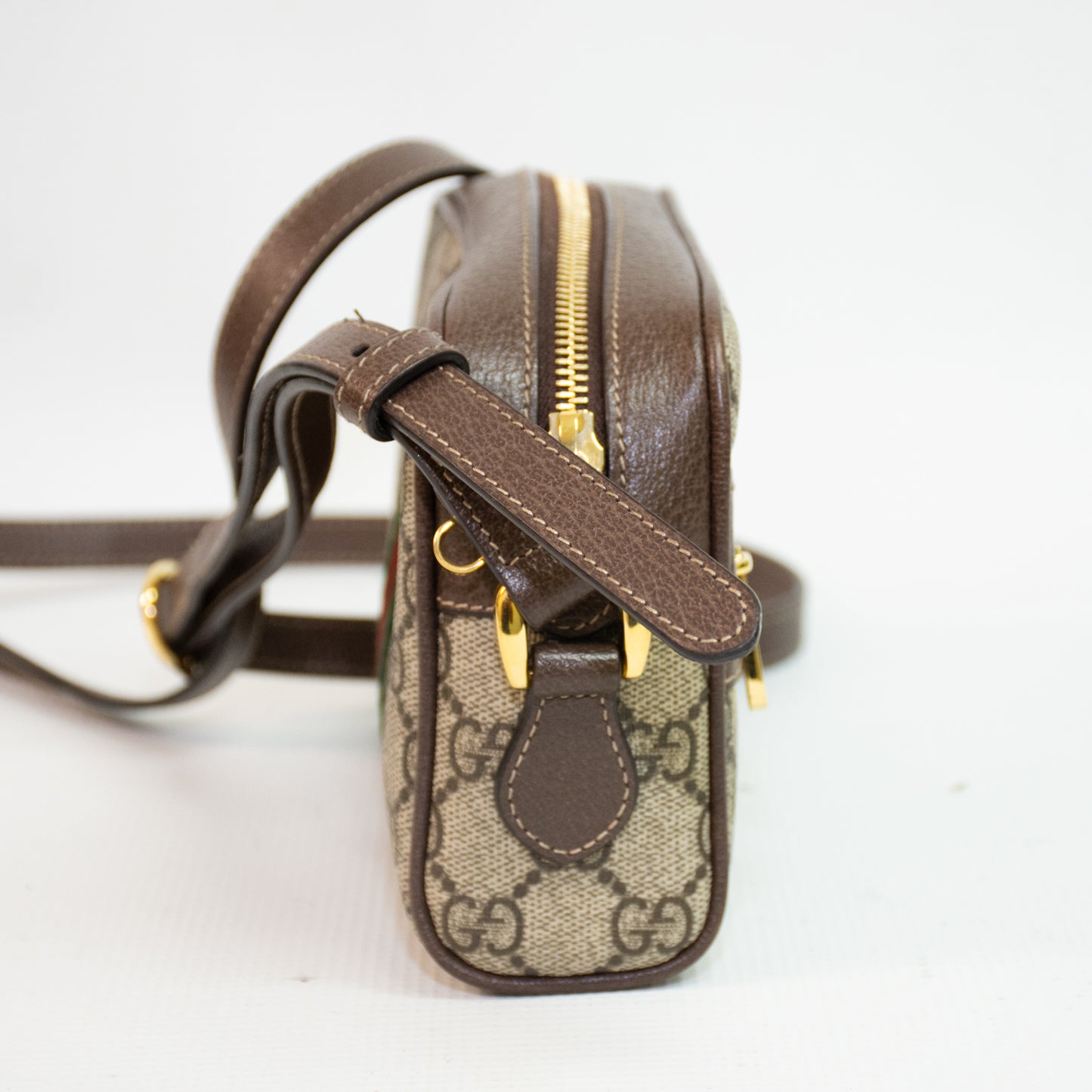 Gucci GG Supreme Monogram Ophidia Web Mini Shoulder Bag