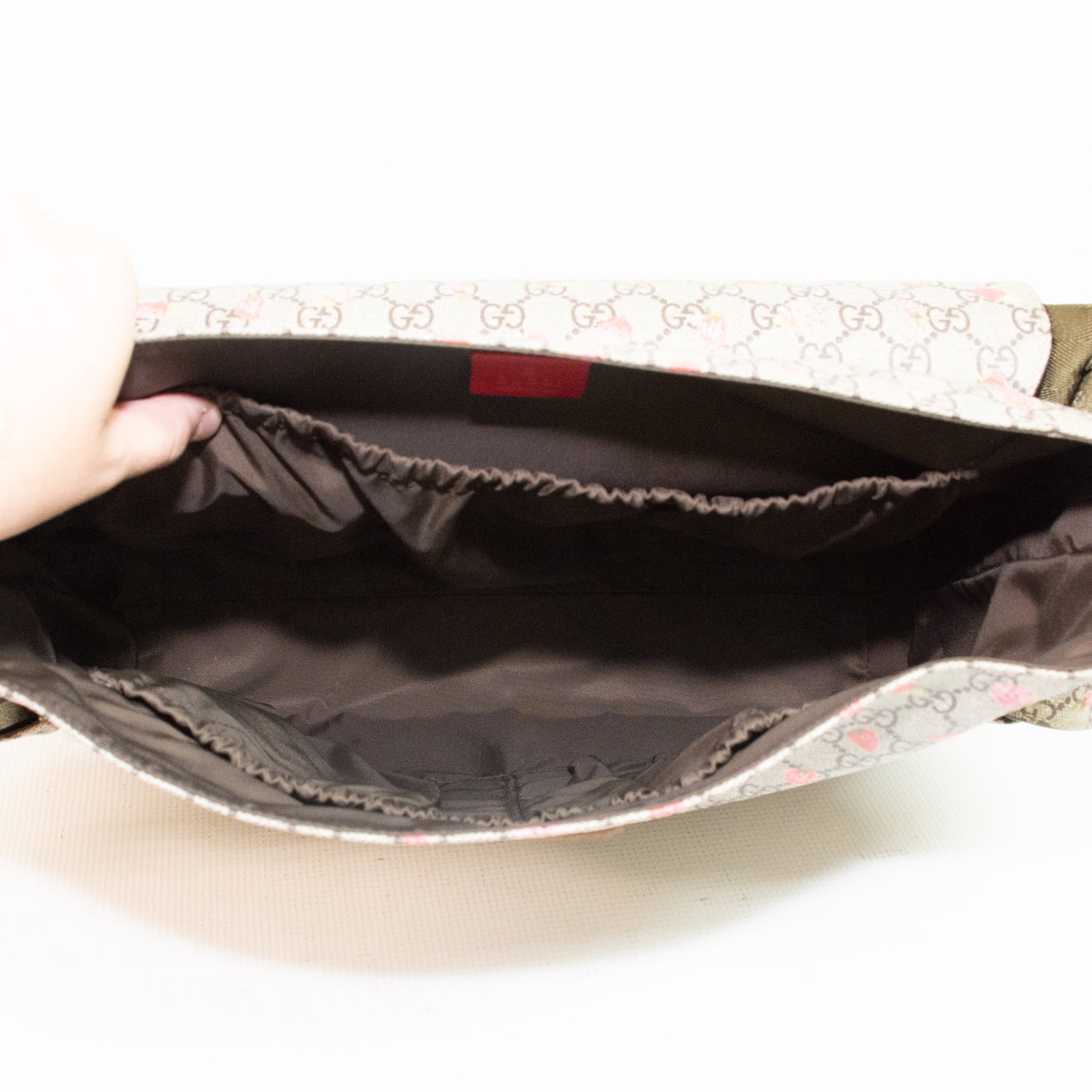 Gucci GG Supreme Monogram Strawberry Messenger Diaper Bag - 211131