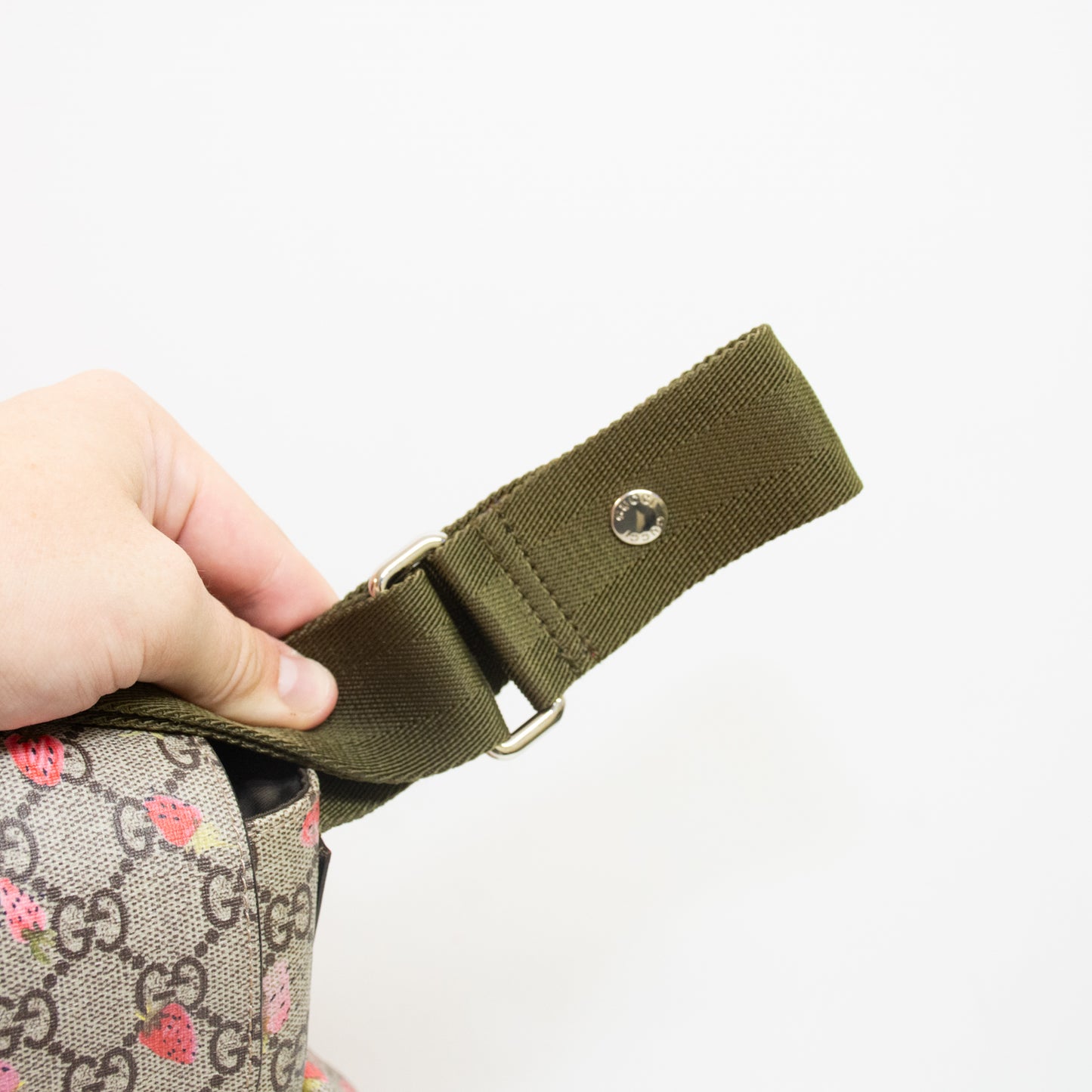 Gucci GG Supreme Monogram Strawberry Messenger Diaper Bag - 211131
