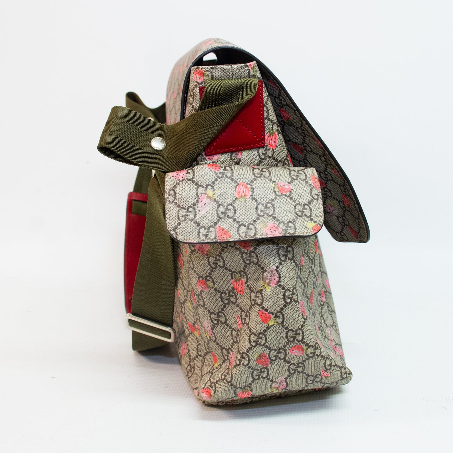 Gucci GG Supreme Monogram Strawberry Messenger Diaper Bag - 211131