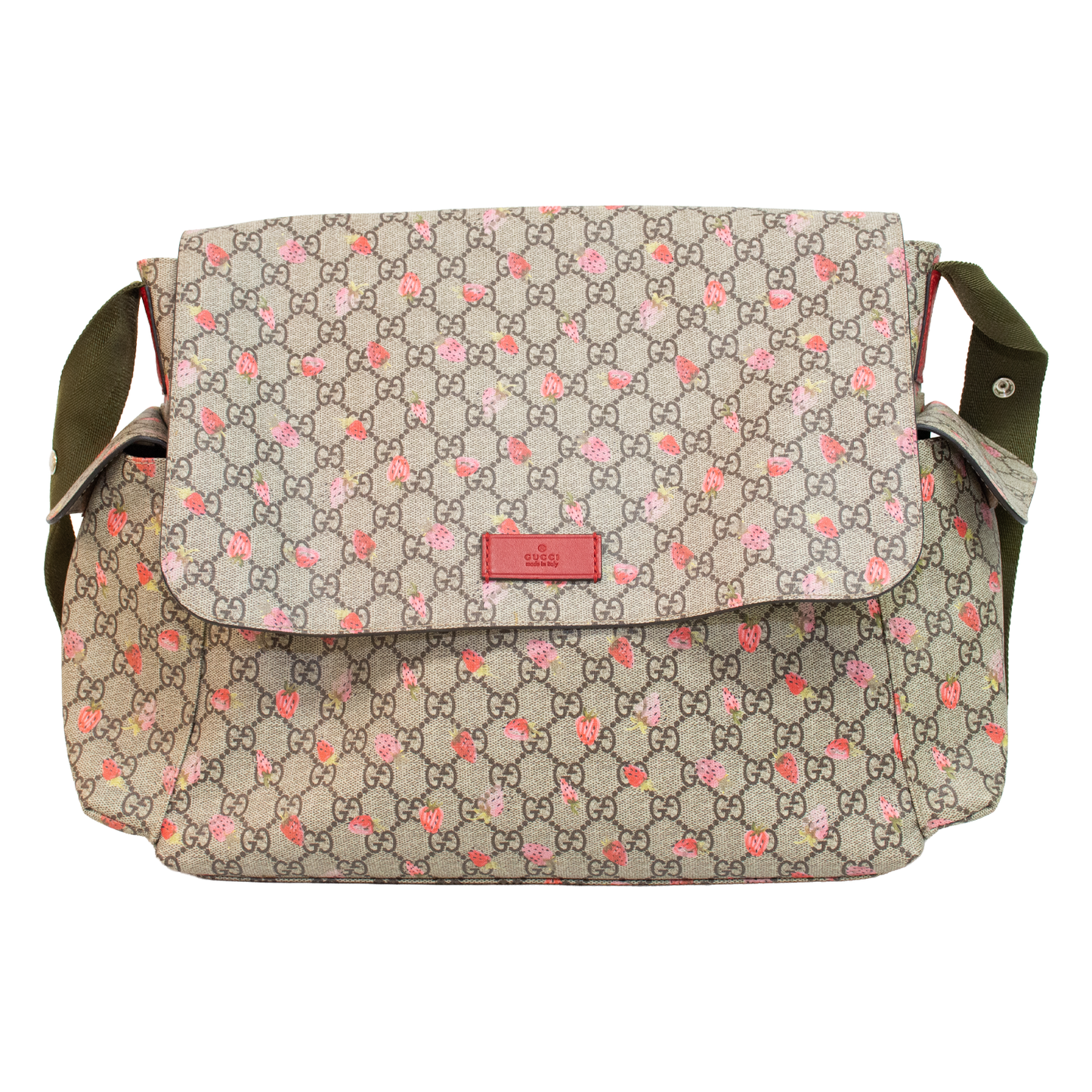 Gucci GG Supreme Monogram Strawberry Messenger Diaper Bag - 211131