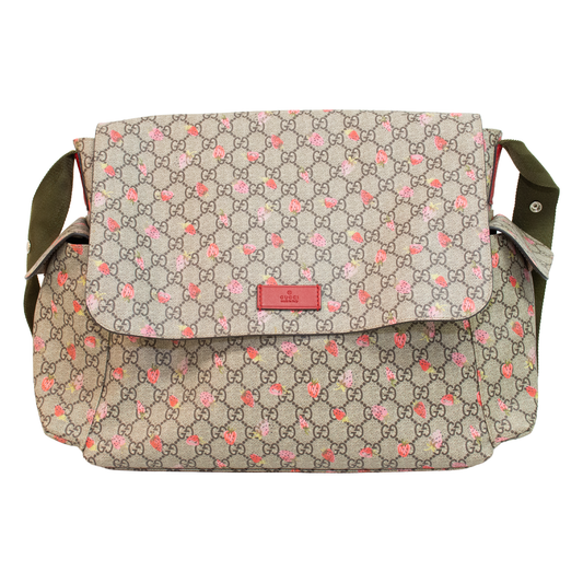 Gucci GG Supreme Monogram Strawberry Messenger Diaper Bag - 211131