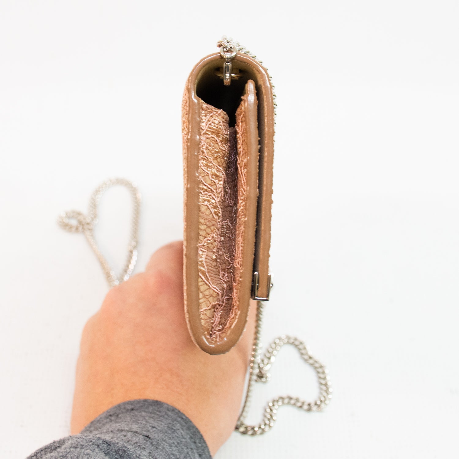 Jimmy Choo Milla Powder Pink Lace Chain Wallet