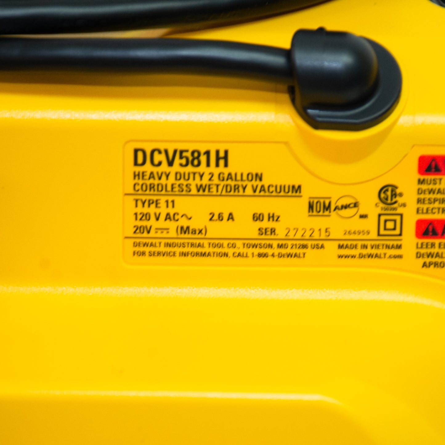 DEWALT DCV581H Heavy Duty 2gal Wet/Dry Vacuum