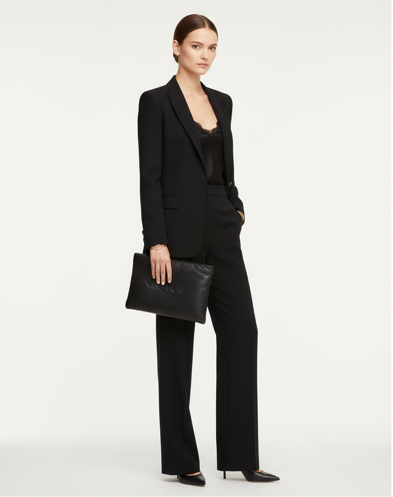 Saint Laurent Small Lambskin Puffer Pouch - Black