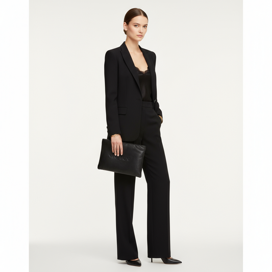 Saint Laurent Small Lambskin Puffer Pouch - Black