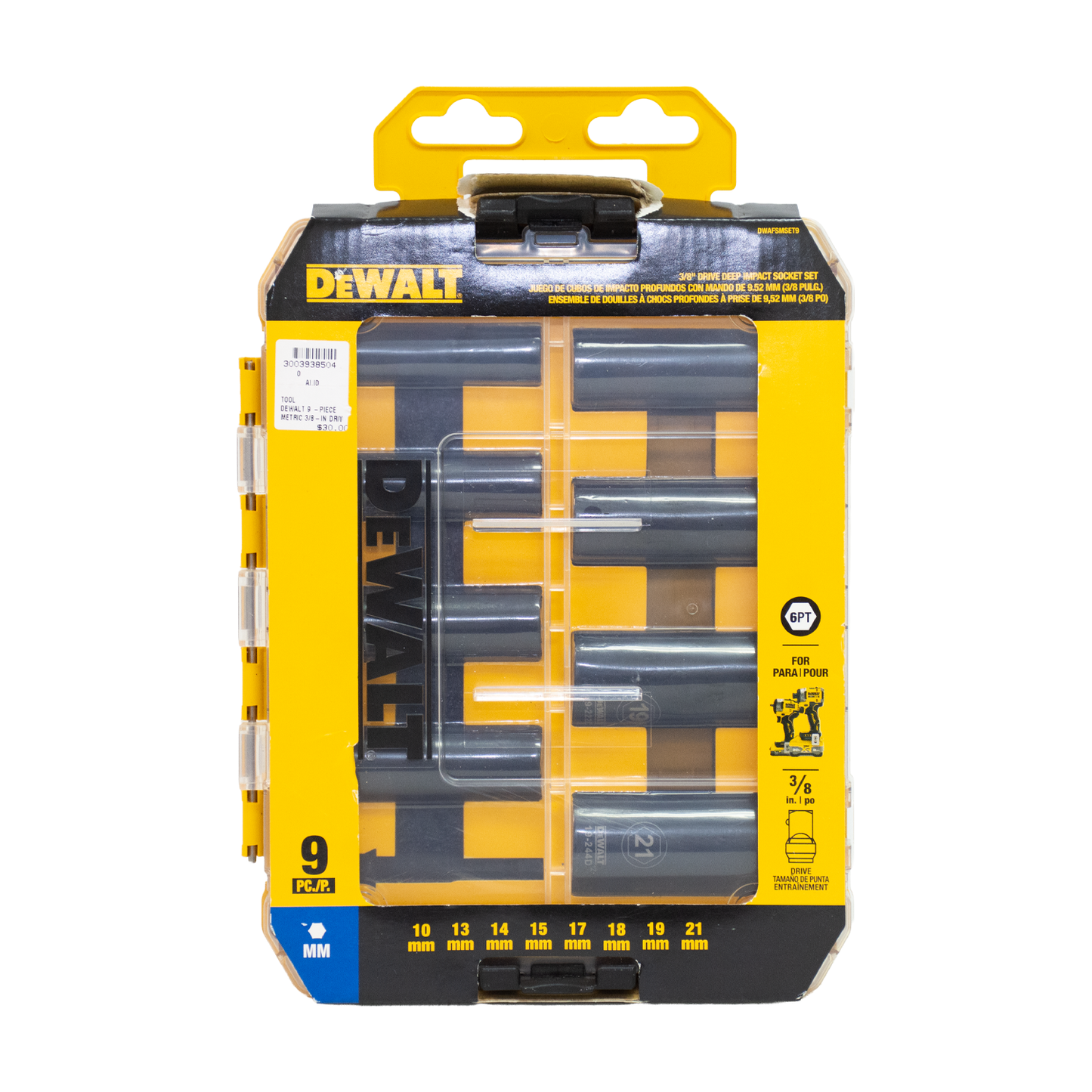 DEWALT DWAFSFSET9 9pc Metric 3/8in Drive Set 6-Point Impact Socket Set