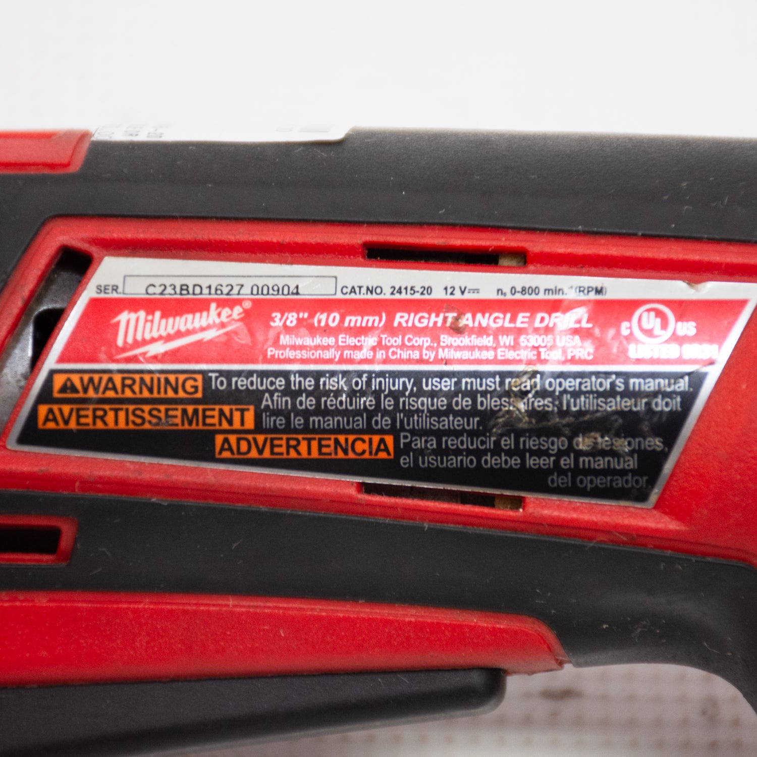 Milwaukee 2415-20 M12 Right Angle Drill