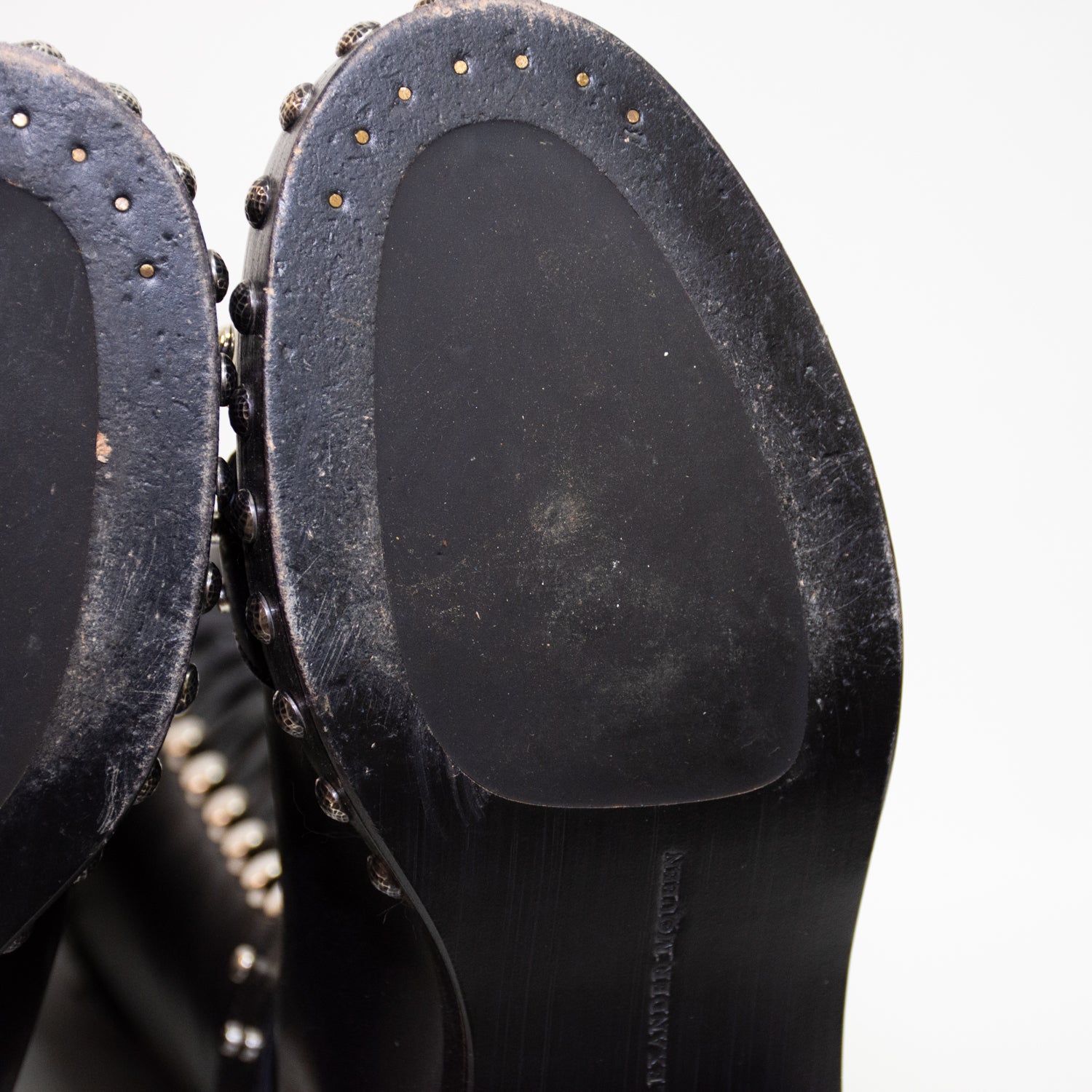 Alexander McQueen 470587 Studded Accents Combat Leather Boots
