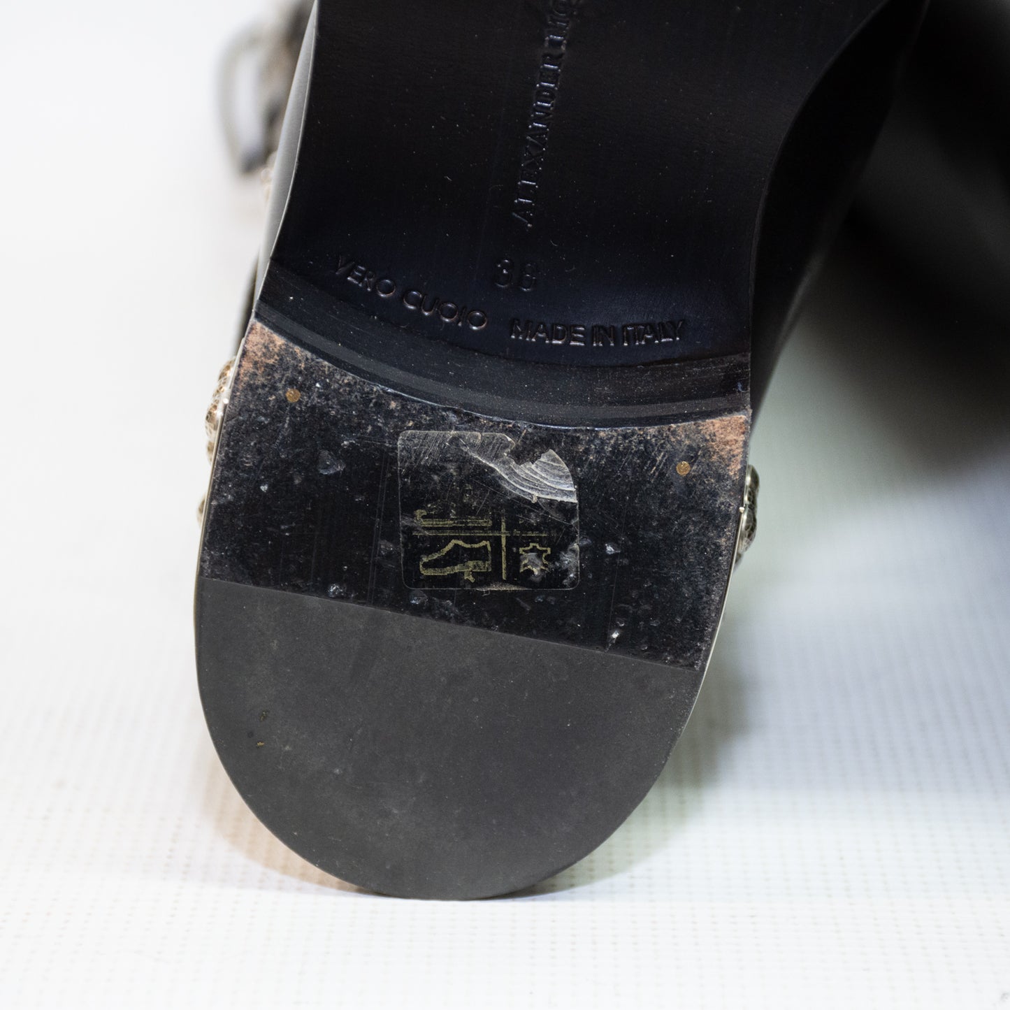 Alexander McQueen 470587 Studded Accents Combat Leather Boots