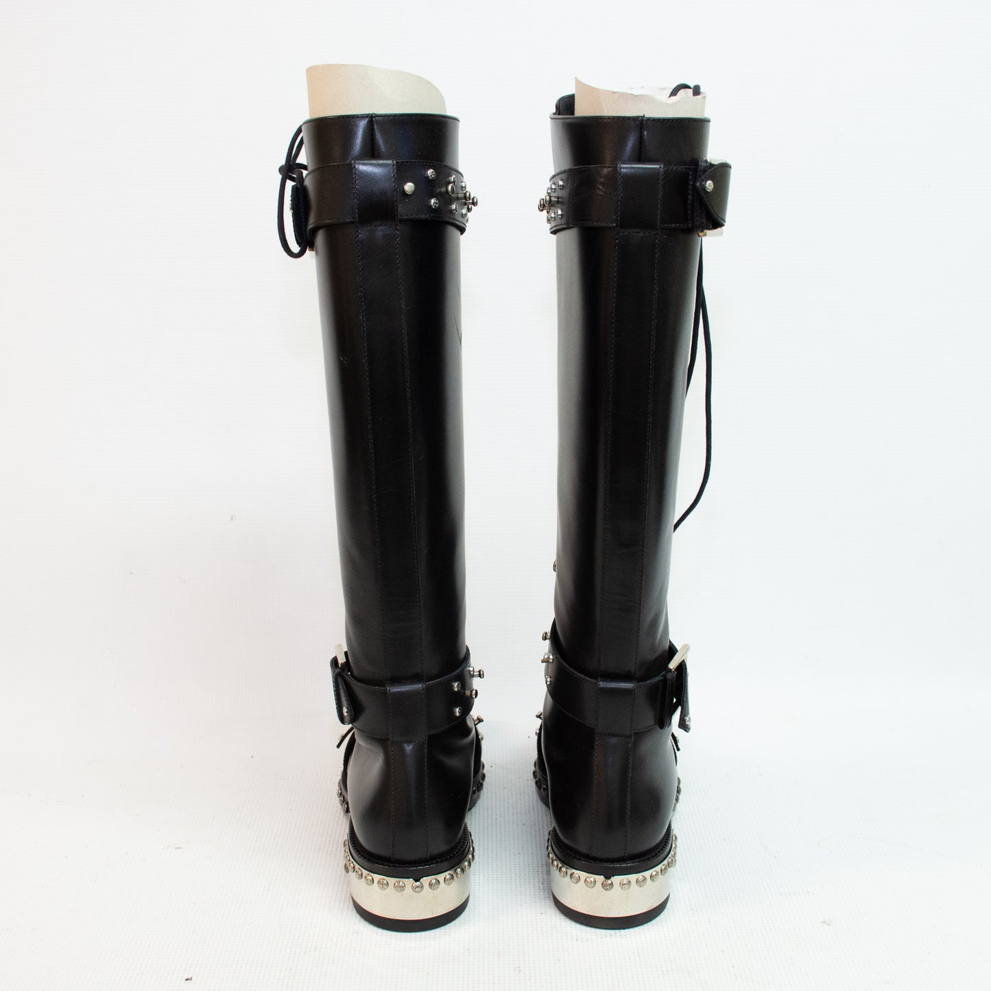 Alexander McQueen 470587 Studded Accents Combat Leather Boots