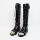 Alexander McQueen 470587 Studded Accents Combat Leather Boots