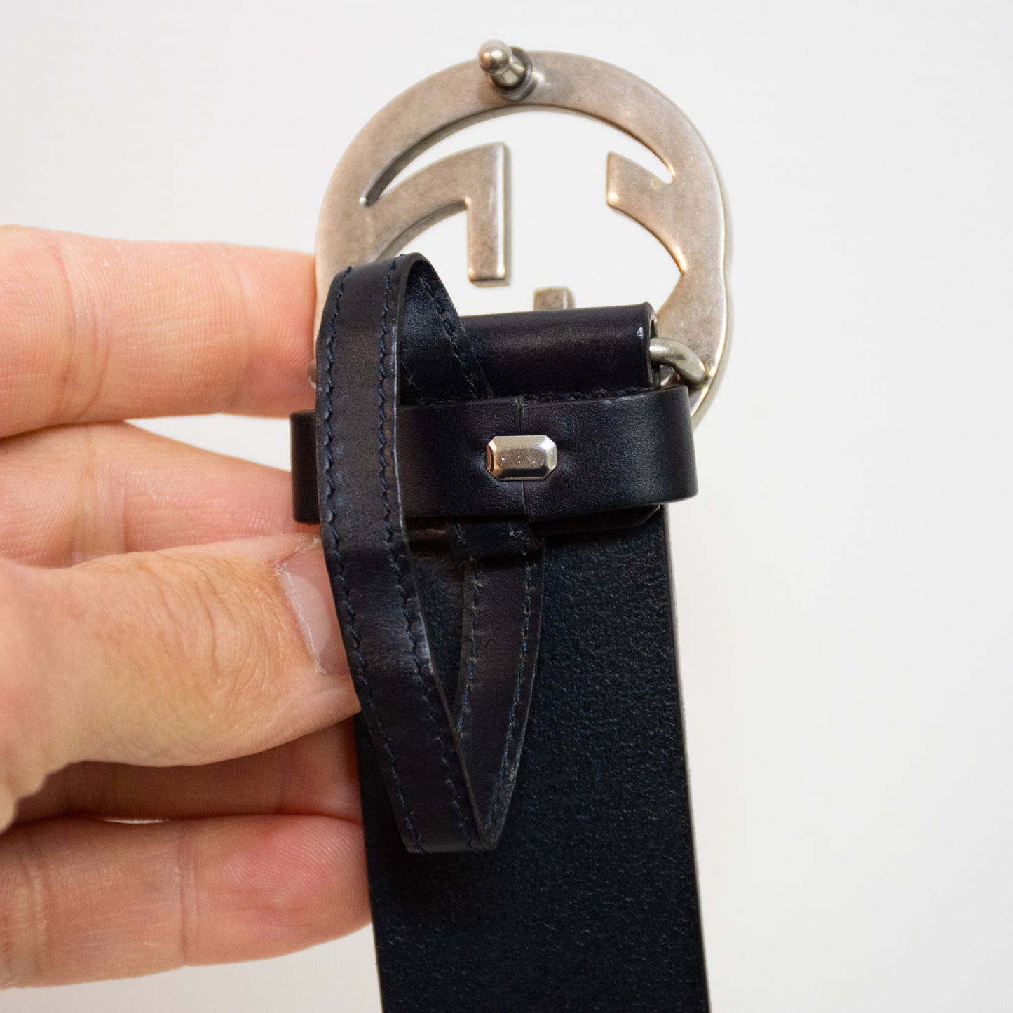 Gucci "GG" SV Logo Black Belt - 525050