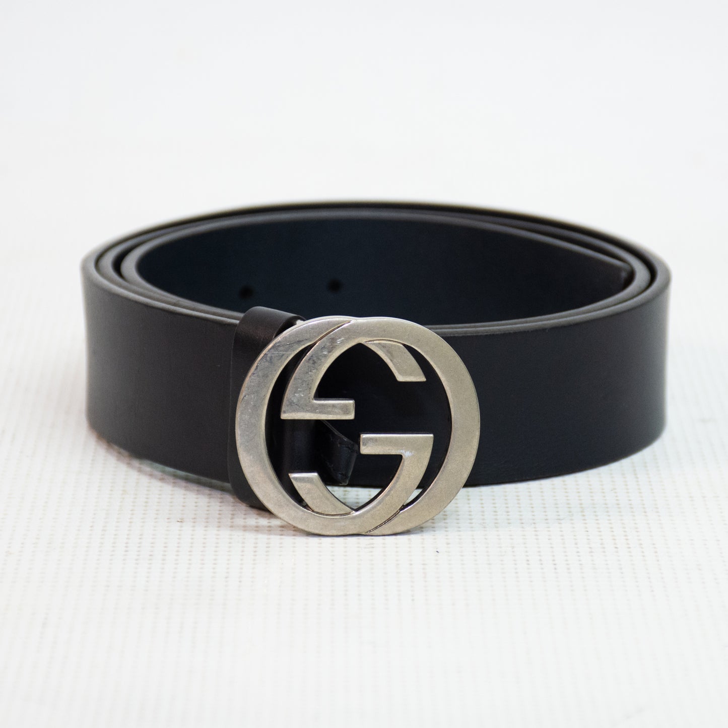 Gucci "GG" SV Logo Black Belt - 525050