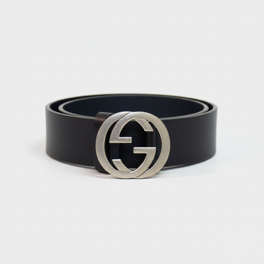 Gucci "GG" SV Logo Black Belt - 525050