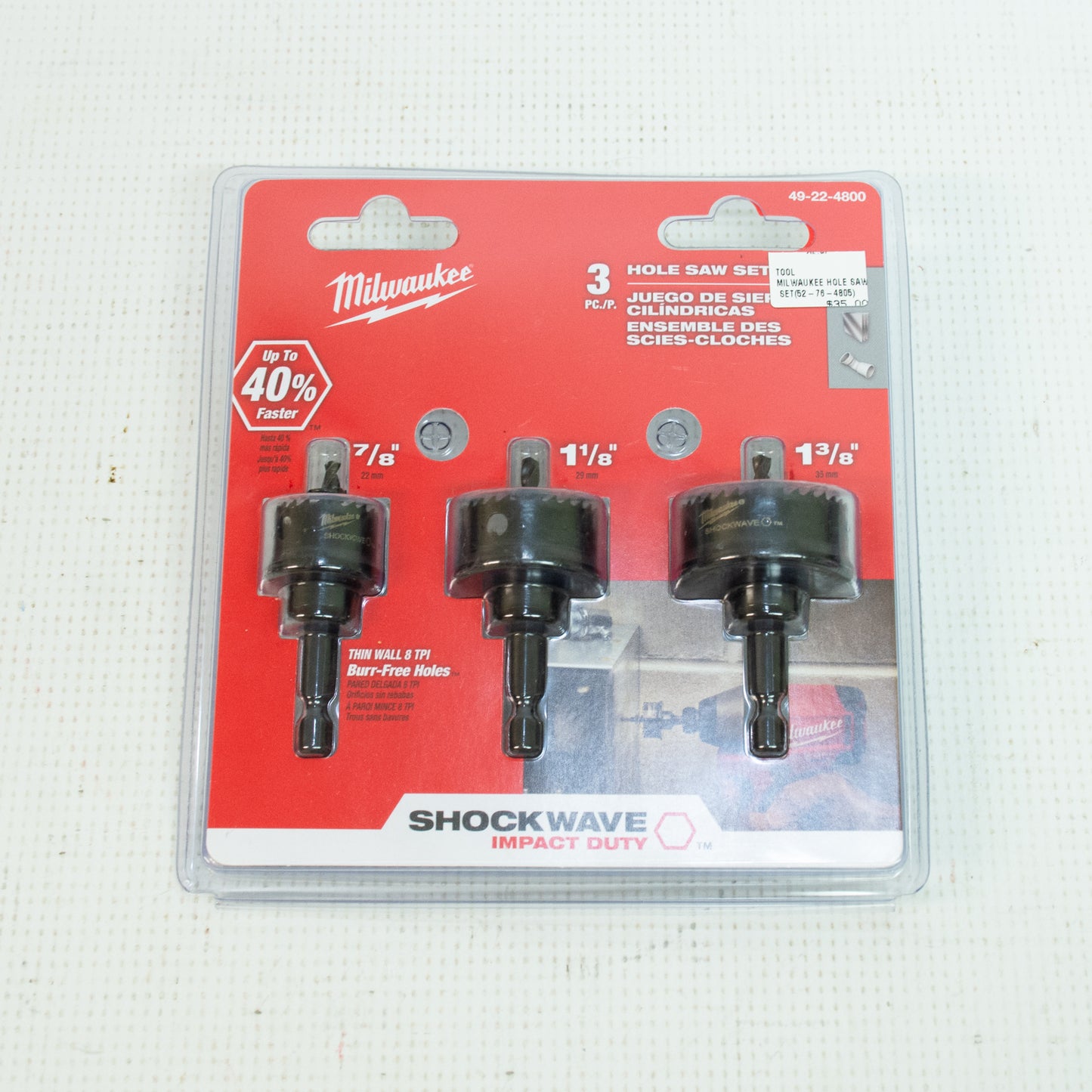 Milwaukee 52-76-4805 3pc. Hole Saw Set