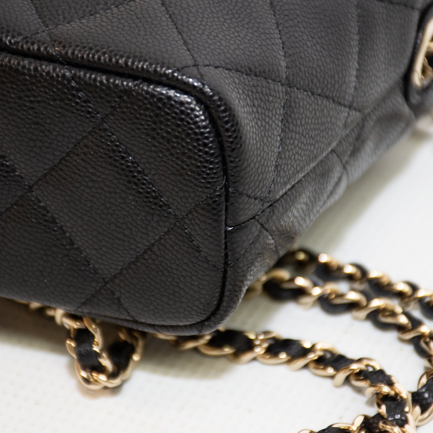 Chanel Cavier Leather Quilted Hobo Clutch - Black