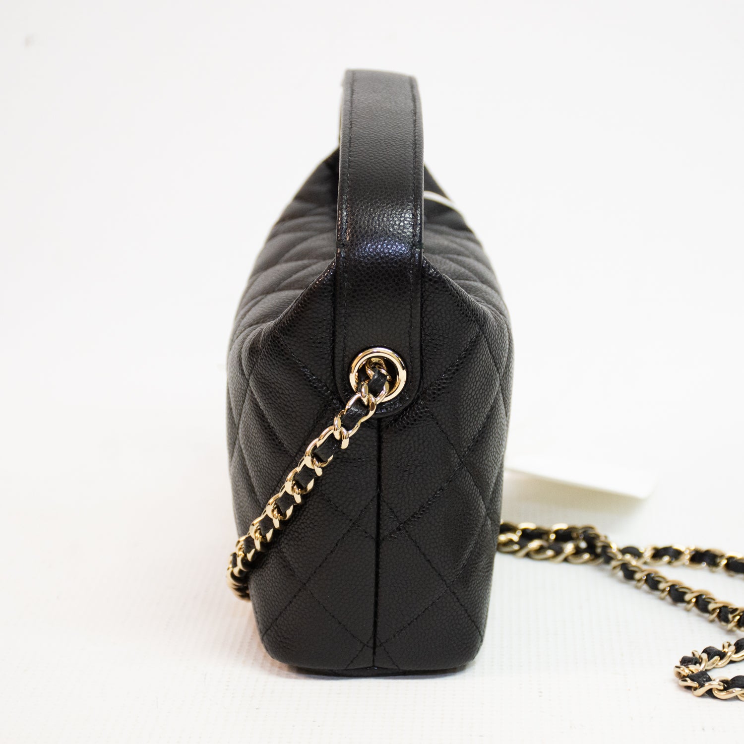 Chanel Cavier Leather Quilted Hobo Clutch - Black