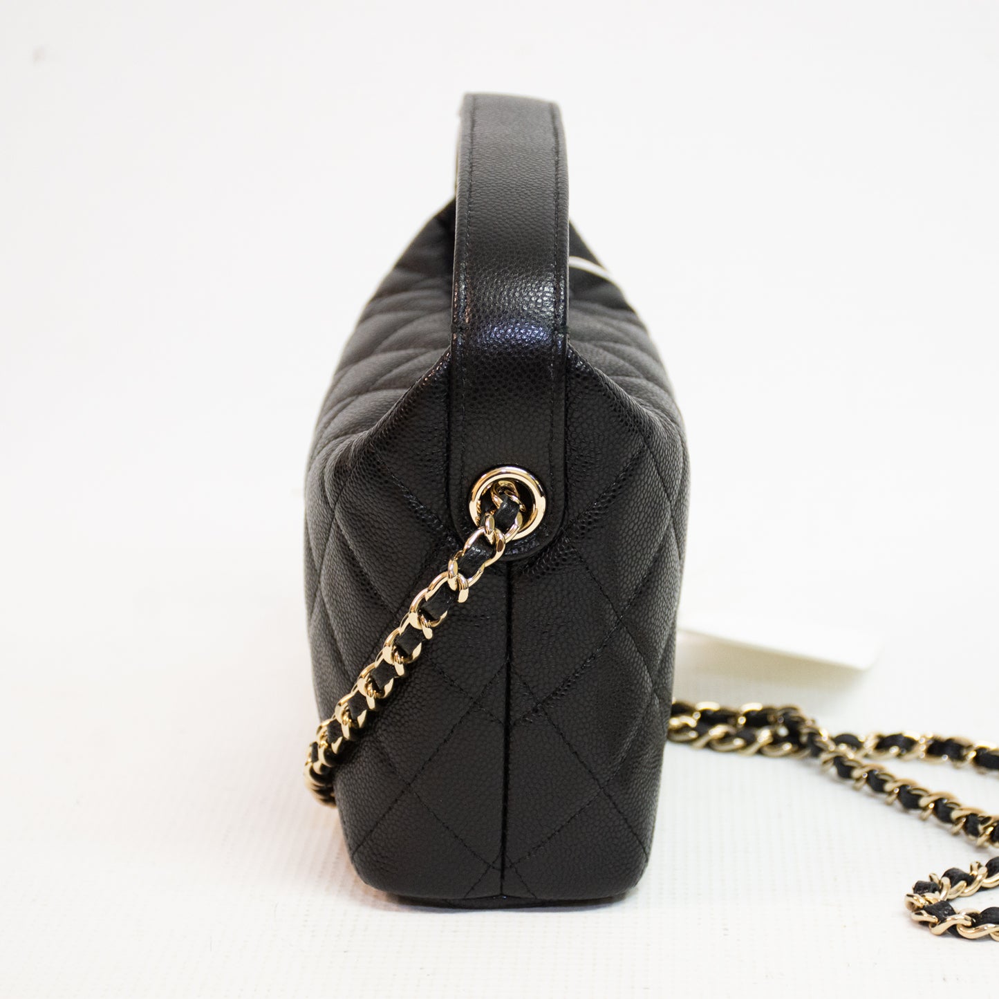 Chanel Cavier Leather Quilted Hobo Clutch - Black