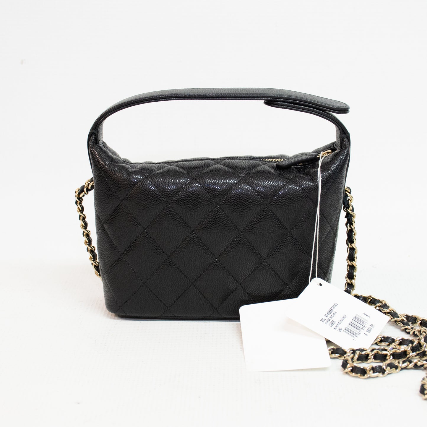 Chanel Cavier Leather Quilted Hobo Clutch - Black
