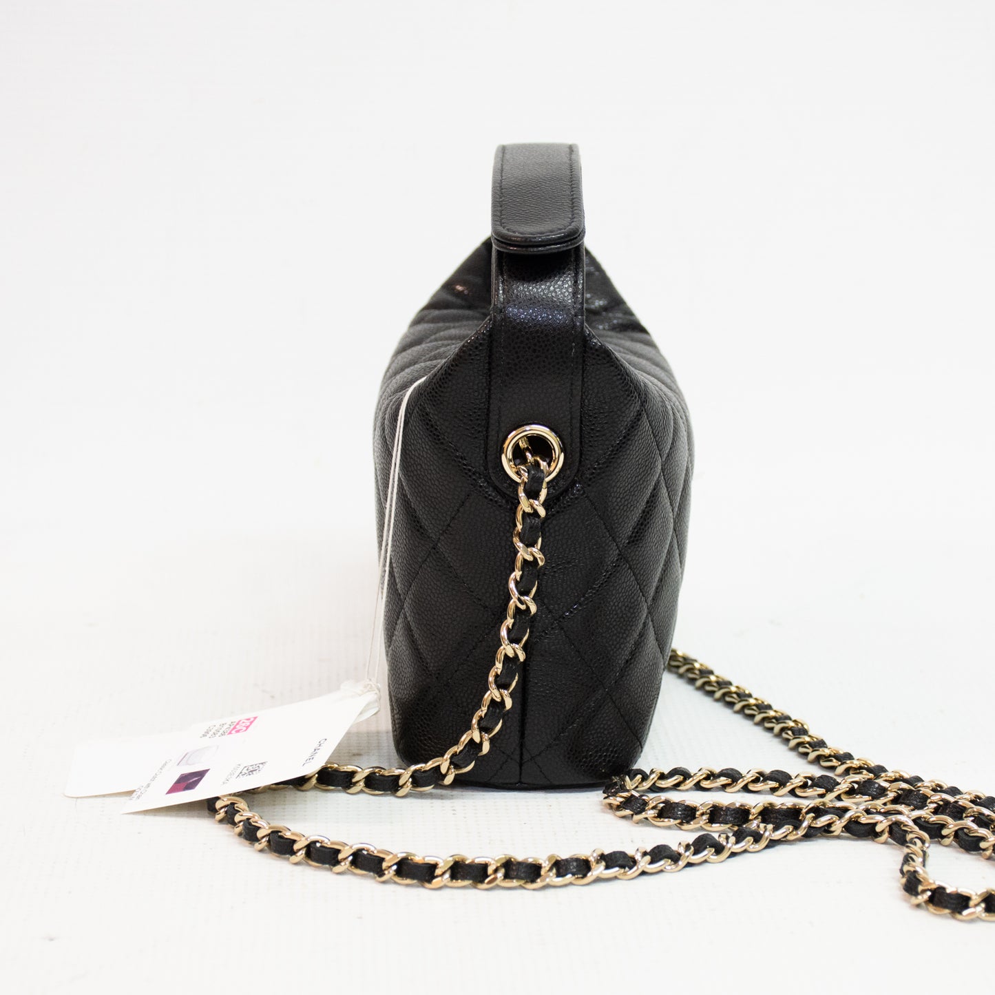 Chanel Cavier Leather Quilted Hobo Clutch - Black