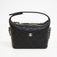 Chanel Cavier Leather Quilted Hobo Clutch - Black