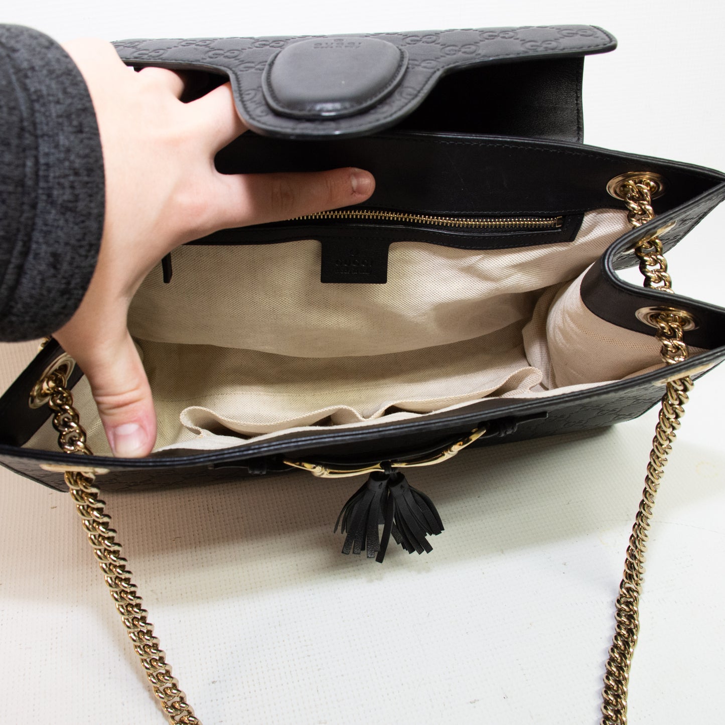 Gucci Emily Horsebit Guccissima Leather Chain Bag